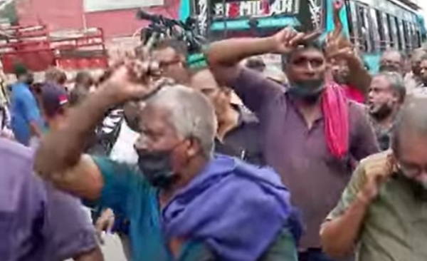 മുഖ്യമന്ത്രി ഉ​ദ്ഘാടനത്തിന് എത്താനിരിക്കെ പാളയത്ത് വൻസംഘർഷം, പൊലീസുമായി ഉന്തുംതള്ളും