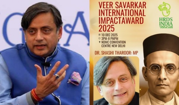 Strong opposition from Congress; Shashi Tharoor’s  office says “He will not accept the “Veer Savarkar Award”