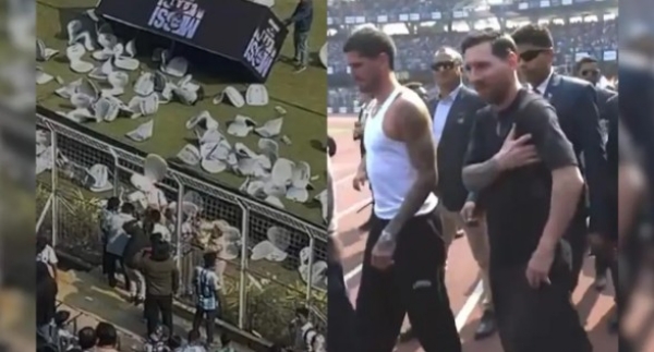 കുപ്പികളും കസേരകളും വലിച്ചെറിഞ്ഞു: അലങ്കോലമായി ലയണൽ മെസ്സിയുടെ സാൾട്ട് ലേക്ക് സ്റ്റേഡിയത്തിലെ സന്ദർശനം കുപ്പികളും കസേരകളും വലിച്ചെറിഞ്ഞു: അലങ്കോലമായി ലയണൽ മെസ്സിയുടെ സാൾട്ട് ലേക്ക് സ്റ്റേഡിയത്തിലെ സന്ദർശനം