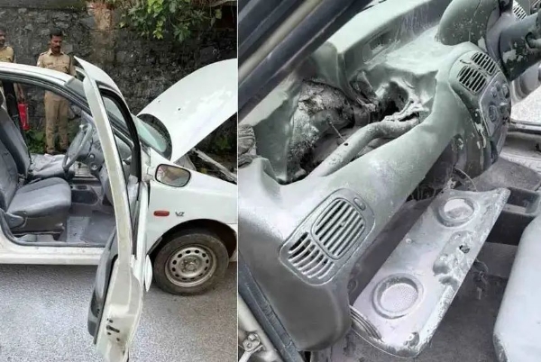 car caught fire while running.