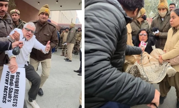 അമിത് ഷായുടെ ഓഫീസിന് മുന്നിൽ പ്രതിഷേധം സംഘടിപ്പിച്ച തൃണമൂൽ കോൺഗ്രസ് (ടിഎംസി) എംപിമാരെ ഡൽഹി പോലീസ് കസ്റ്റഡിയിലെടുത്തു അമിത് ഷായുടെ ഓഫീസിന് മുന്നിൽ പ്രതിഷേധം സംഘടിപ്പിച്ച തൃണമൂൽ കോൺഗ്രസ് (ടിഎംസി) എംപിമാരെ ഡൽഹി പോലീസ് കസ്റ്റഡിയിലെടുത്തു