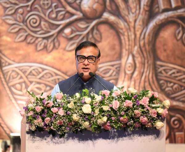 Assam CM Dr Himanta Biswa Sarma Addressing the Golden Jubilee celebrations of Geetanagar College at Srimanta Sankardeva Kalakshetra in Guwahati in presence of the Vice President of India.