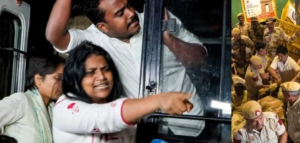 ഡൽഹിയിൽ വനിതാ എൻഎസ്യുഐ പ്രവർത്തകർക്കുനേരെ പൊലീസ് മർദനം: പാർലമെന്റ് സ്ട്രീറ്റ് സ്റ്റേഷനിൽ രാത്രി മുഴുവൻ വൻ പ്രതിഷേധം; ആനി രാജയും ജെബി മേത്തറും കസ്റ്റഡിയിൽ