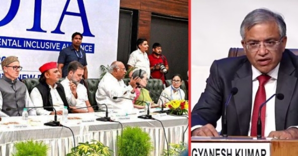 കനത്ത മഴ: മുഖ്യ തിരഞ്ഞെടുപ്പ് കമ്മീഷണർക്കെതിരായ ‘ജനകീയ ഇംപീച്ച്മെന്റ്’ ഒക്ടോബർ 31-ലേക്ക് മാറ്റി ‘ഇന്ത്യ’ മുന്നണി; പ്രതിപക്ഷം ഒറ്റക്കെട്ടെന്ന് രാഹുൽ ഗാന്ധി കനത്ത മഴ: മുഖ്യ തിരഞ്ഞെടുപ്പ് കമ്മീഷണർക്കെതിരായ ‘ജനകീയ ഇംപീച്ച്മെന്റ്’ ഒക്ടോബർ 31-ലേക്ക് മാറ്റി ‘ഇന്ത്യ’ മുന്നണി; പ്രതിപക്ഷം ഒറ്റക്കെട്ടെന്ന് രാഹുൽ ഗാന്ധി