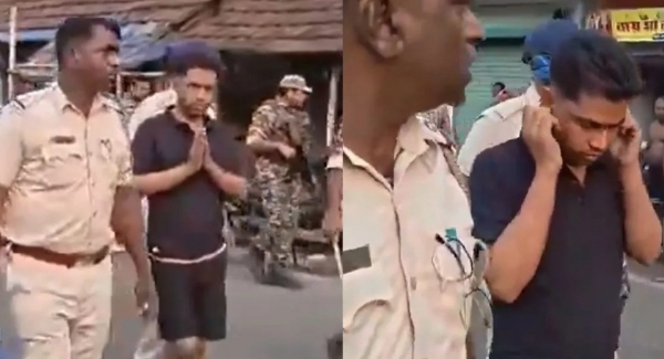 ടി.എം.സി നേതാവ് ജഹാംഗീർ ഖാനെ നഗ്നപാദനായി തെരുവിലൂടെ നടത്തിച്ച് പോലീസ്; നാട്ടുകാരോട് കൈകൂപ്പി മാപ്പപേക്ഷിക്കുന്ന വീഡിയോ വൈറൽ
