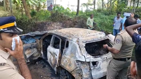 DRIVER BURNED TO DEATH